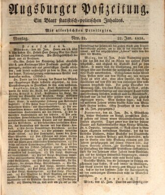 Augsburger Postzeitung Montag 22. Januar 1838