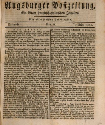 Augsburger Postzeitung Mittwoch 7. Februar 1838