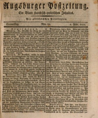 Augsburger Postzeitung Donnerstag 8. Februar 1838