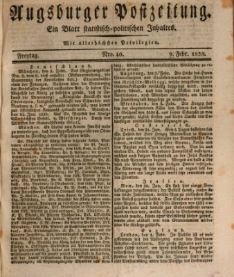 Augsburger Postzeitung Freitag 9. Februar 1838