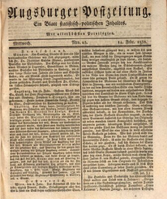 Augsburger Postzeitung Mittwoch 14. Februar 1838