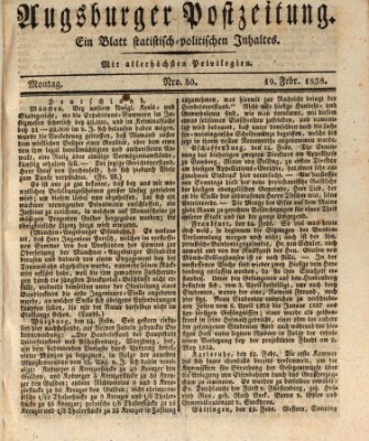 Augsburger Postzeitung Montag 19. Februar 1838