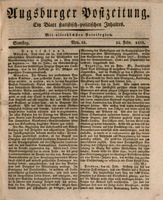 Augsburger Postzeitung Samstag 24. Februar 1838