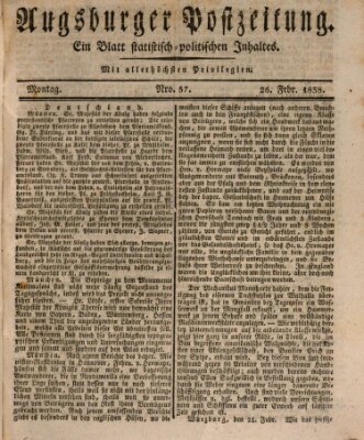 Augsburger Postzeitung Montag 26. Februar 1838