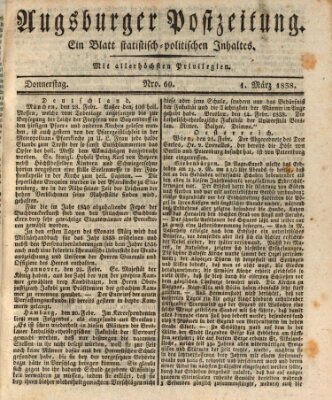 Augsburger Postzeitung Donnerstag 1. März 1838