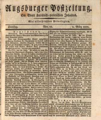 Augsburger Postzeitung Dienstag 6. März 1838