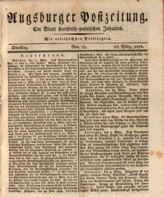 Augsburger Postzeitung Dienstag 13. März 1838