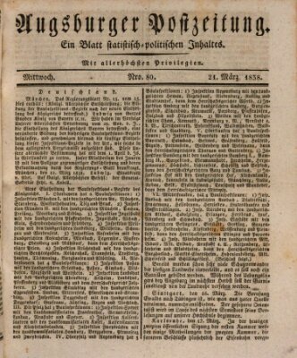 Augsburger Postzeitung Mittwoch 21. März 1838