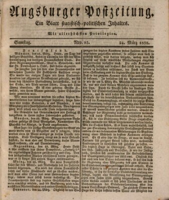 Augsburger Postzeitung Samstag 24. März 1838