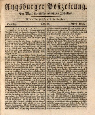 Augsburger Postzeitung Sonntag 1. April 1838