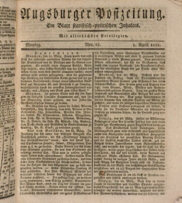 Augsburger Postzeitung Montag 2. April 1838