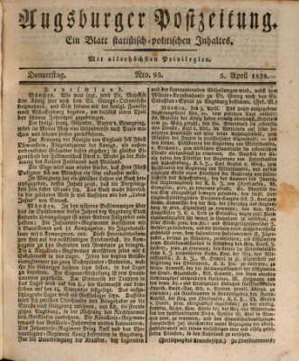 Augsburger Postzeitung Donnerstag 5. April 1838