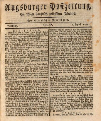 Augsburger Postzeitung Samstag 7. April 1838