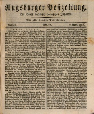 Augsburger Postzeitung Montag 9. April 1838