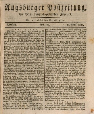 Augsburger Postzeitung Dienstag 10. April 1838