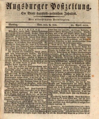 Augsburger Postzeitung Montag 16. April 1838