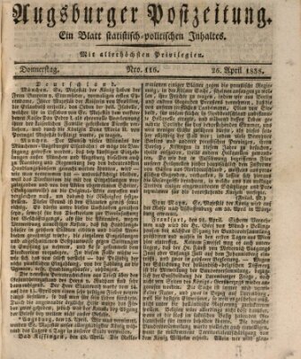Augsburger Postzeitung Donnerstag 26. April 1838