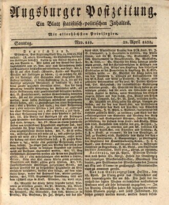 Augsburger Postzeitung Sonntag 29. April 1838