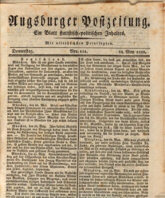 Augsburger Postzeitung Donnerstag 31. Mai 1838
