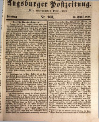 Augsburger Postzeitung Dienstag 12. Juni 1838