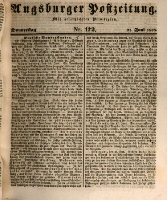 Augsburger Postzeitung Donnerstag 21. Juni 1838