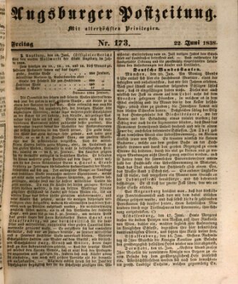 Augsburger Postzeitung Freitag 22. Juni 1838