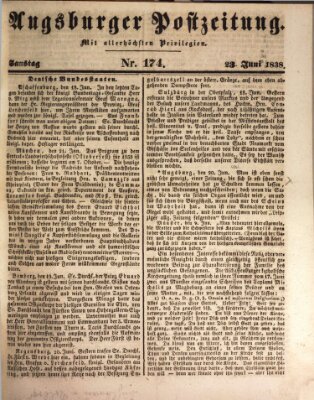 Augsburger Postzeitung Samstag 23. Juni 1838