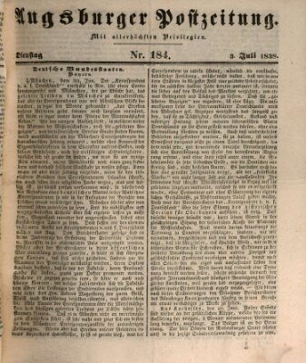 Augsburger Postzeitung Dienstag 3. Juli 1838