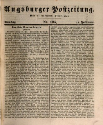 Augsburger Postzeitung Samstag 14. Juli 1838