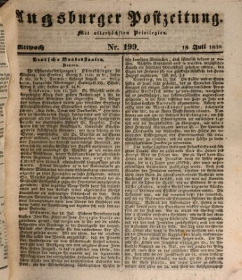 Augsburger Postzeitung Mittwoch 18. Juli 1838