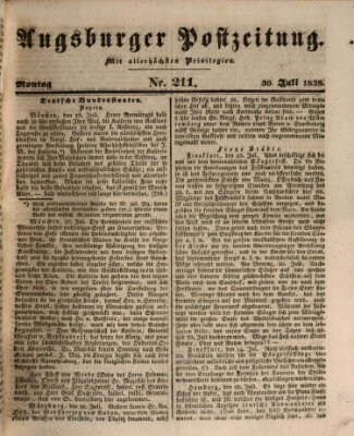 Augsburger Postzeitung Montag 30. Juli 1838