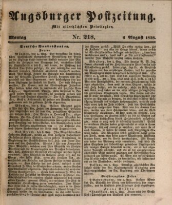 Augsburger Postzeitung Montag 6. August 1838