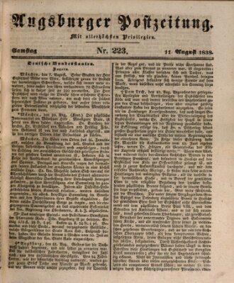 Augsburger Postzeitung Samstag 11. August 1838