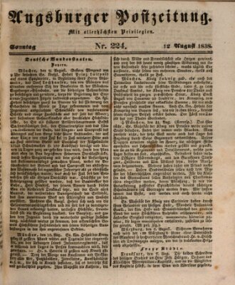 Augsburger Postzeitung Sonntag 12. August 1838