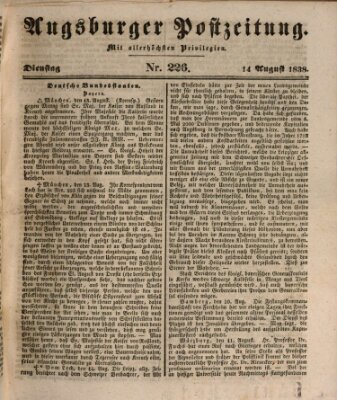 Augsburger Postzeitung Dienstag 14. August 1838