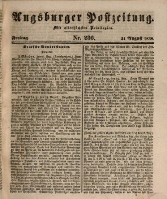 Augsburger Postzeitung Freitag 24. August 1838