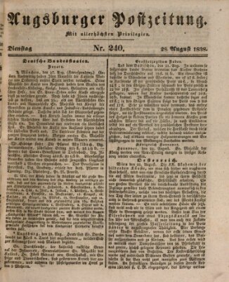 Augsburger Postzeitung Dienstag 28. August 1838