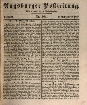 Augsburger Postzeitung Dienstag 18. September 1838