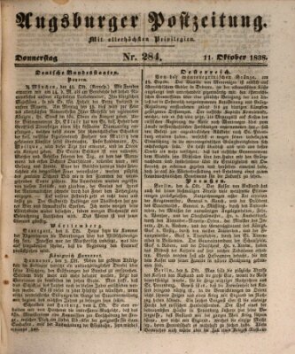 Augsburger Postzeitung Donnerstag 11. Oktober 1838