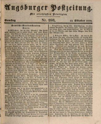 Augsburger Postzeitung Samstag 13. Oktober 1838