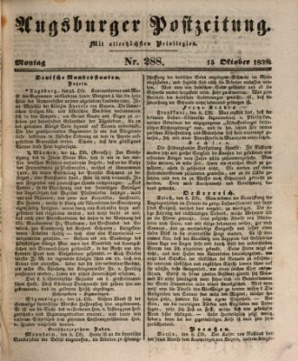 Augsburger Postzeitung Montag 15. Oktober 1838