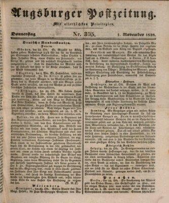 Augsburger Postzeitung Donnerstag 1. November 1838