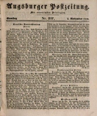 Augsburger Postzeitung Samstag 3. November 1838