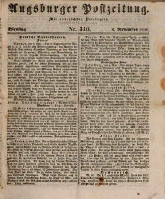 Augsburger Postzeitung Dienstag 6. November 1838