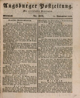 Augsburger Postzeitung Mittwoch 14. November 1838