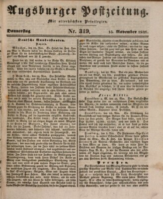 Augsburger Postzeitung Donnerstag 15. November 1838