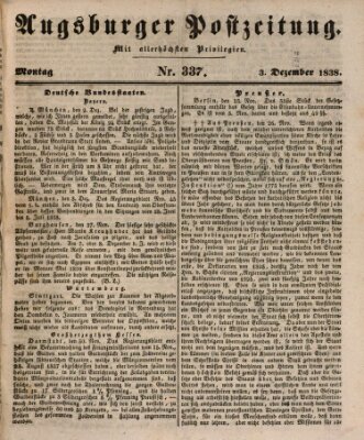 Augsburger Postzeitung Montag 3. Dezember 1838