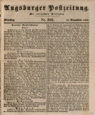 Augsburger Postzeitung Dienstag 18. Dezember 1838