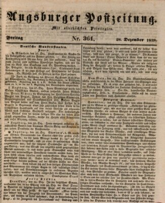 Augsburger Postzeitung Freitag 28. Dezember 1838