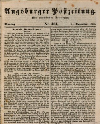 Augsburger Postzeitung Montag 31. Dezember 1838